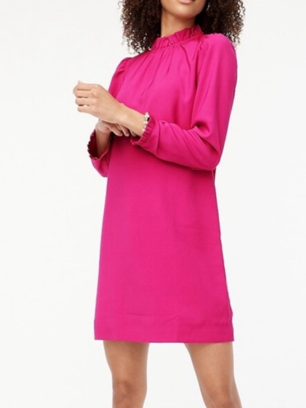 J Crew Crepe Sz 8 Women's Hot Pink Long Sleeve Shift Dress NWT